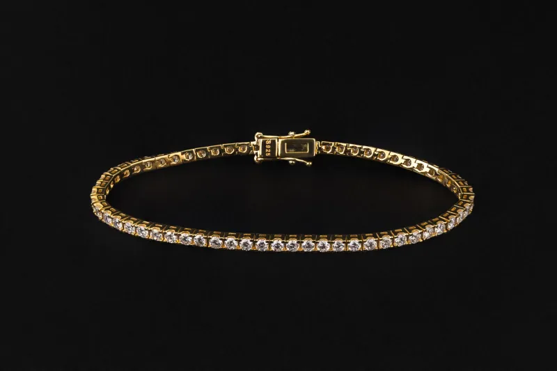Lab Grown Brilliant Cut Diamond Gold Plated Sterling Silver Tennis Bracelet 4.41ct