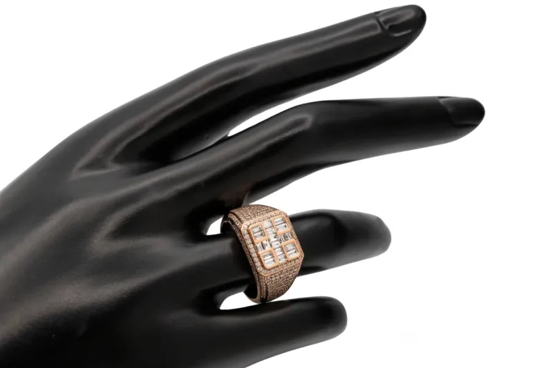 9ct Rose Gold Diamond Mens Ring 1.63ct 7.4g