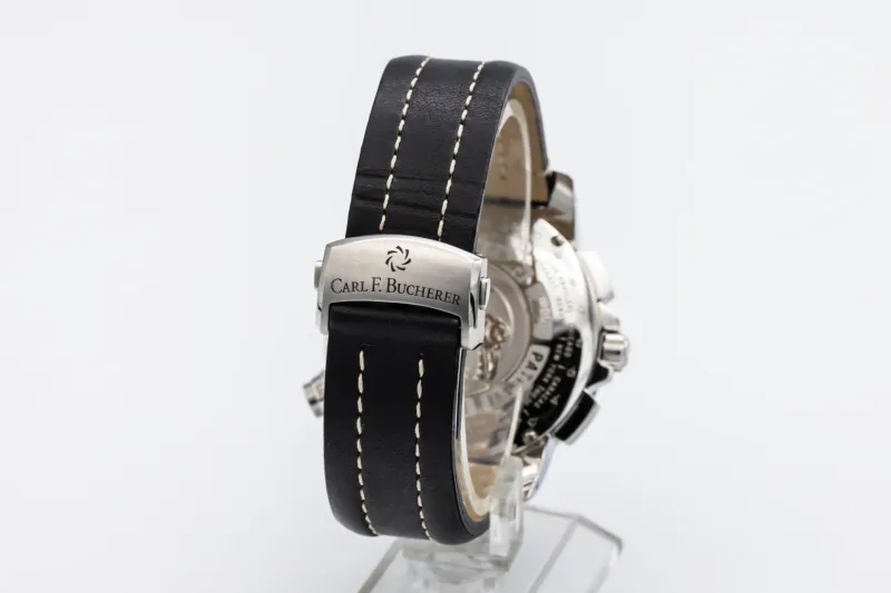 Carl F. Bucherer Patravi Traveltec GMT 47mm Black Leather 10620.08.33.01 Circa 2007