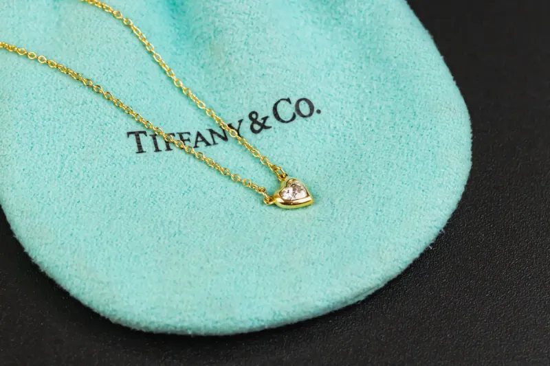Tiffany & Co. Visor Yard Heart Diamond 18ct Yellow Gold Necklace 0.17ct
