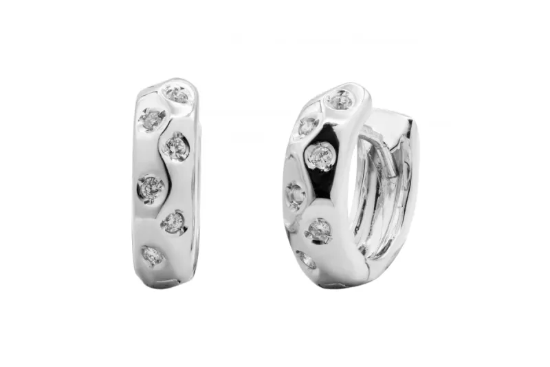 18ct White Gold Diamond Huggie Hoop Earrings 0.24ct