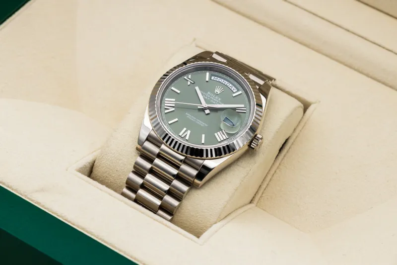 Rolex Day-Date 40mm 'Olive' 18ct White Gold Presidential 228239 2017