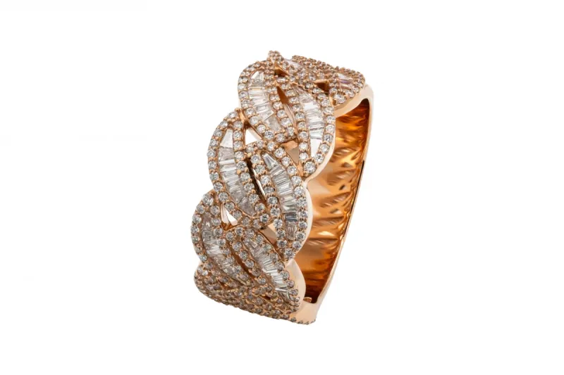 9ct Rose Gold Diamond Cuban Mens Ring 1.07ct