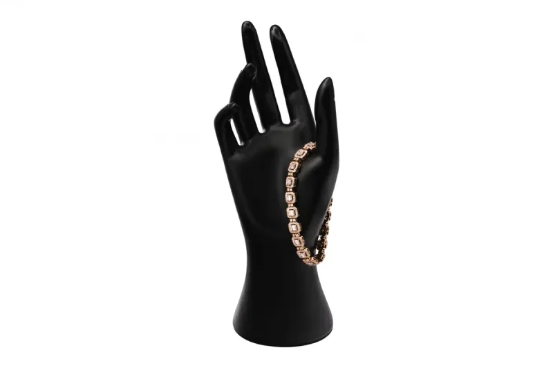 18ct Rose Gold Baguette Diamond Tennis Bracelet 6.40ct