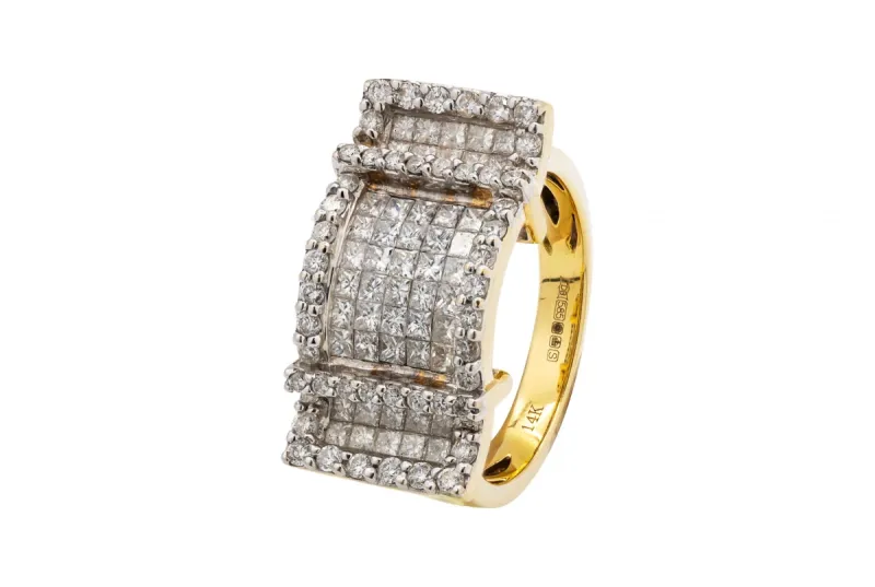 9ct Yellow Gold Mens Diamond Ring 2.00ct