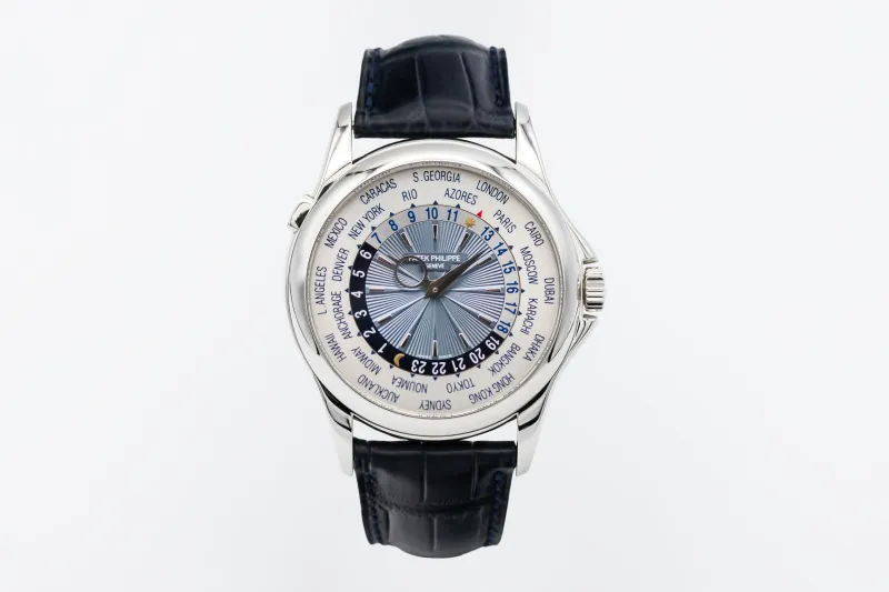 Patek Philippe World Time Navy Leather 39mm 5130P-001 2008 UNWORN
