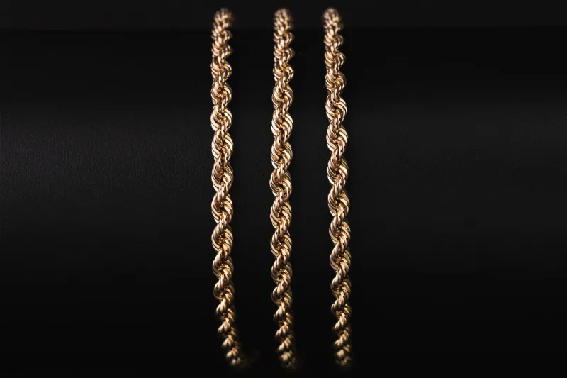 9ct Yellow Gold Rope Chain 22" 3.3mm 18.74g
