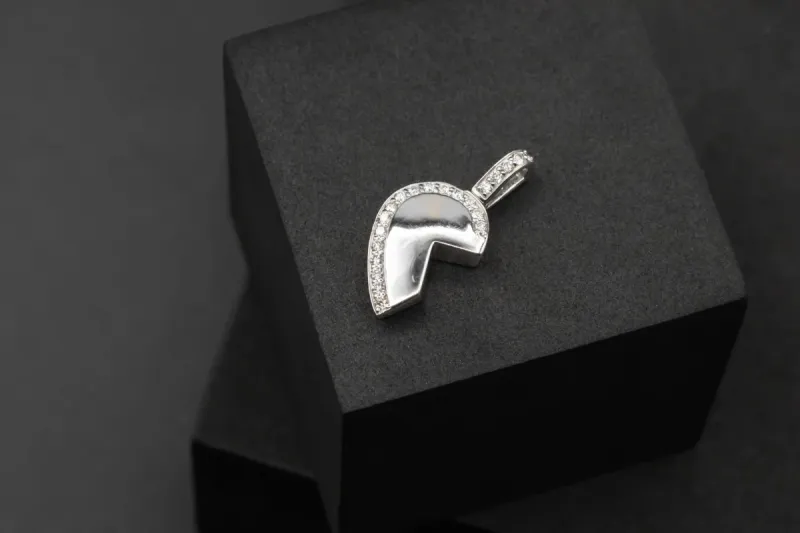 9ct White Gold Diamond Half Heart Pendant 0.35cts