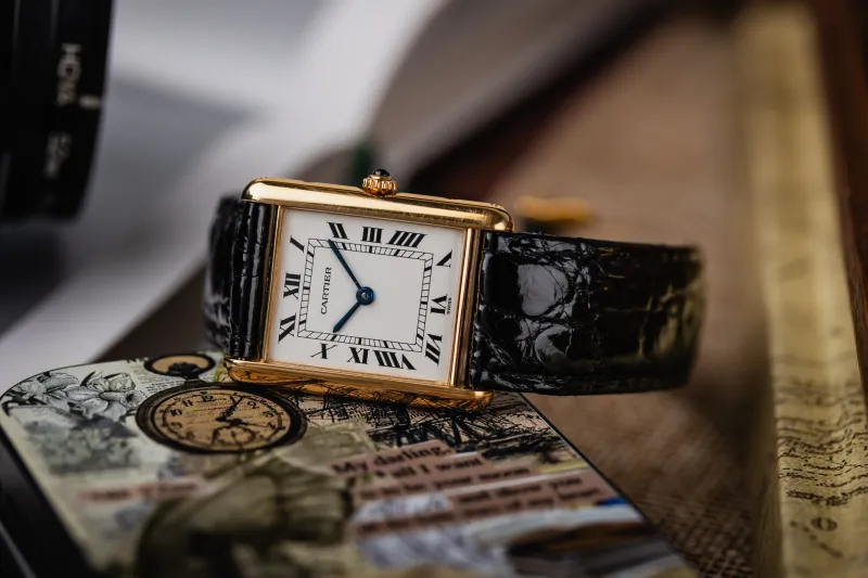Cartier Tank Francaise Quartz 25mm Black Leather 83717702 Circa 1990s