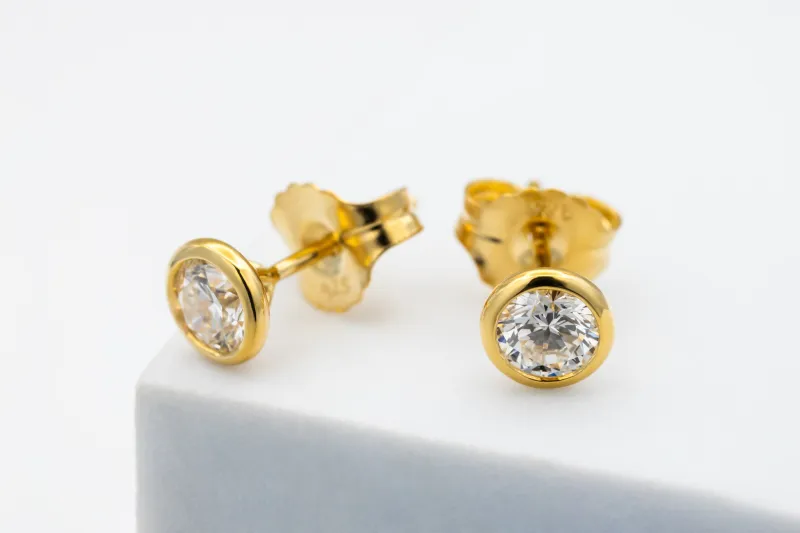 Gold Plated Sterling Silver Lab Grown Diamond Stud Earrings 1.12ct
