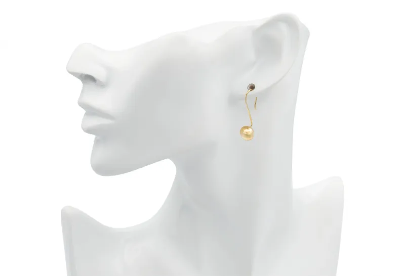 9ct Yellow Gold Minimalist Gold Style Euroball Dangle Earrings 1.6g