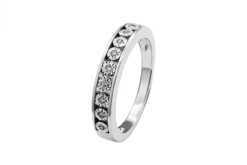 14ct White Gold Diamond Eternity Wedding Band 0.05ct