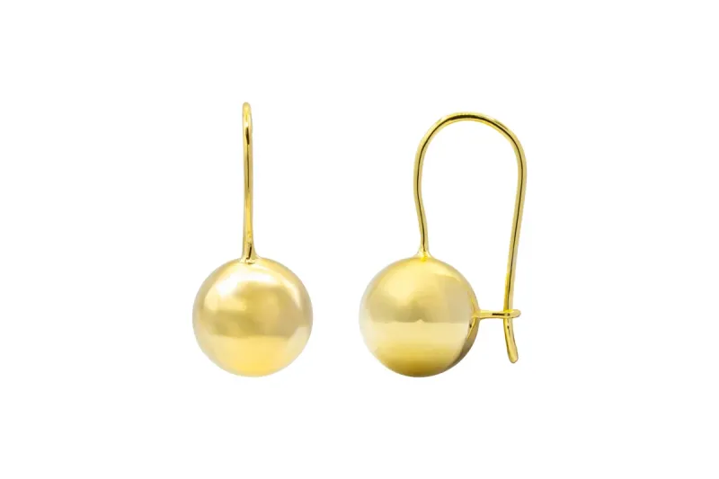 9ct Yellow Gold Euroball Drop Down Earrings 5g