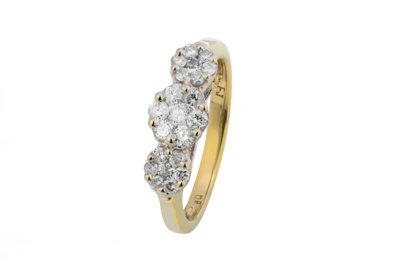 18ct Yellow Gold Diamond Flower Ring 0.14ct 3.27g