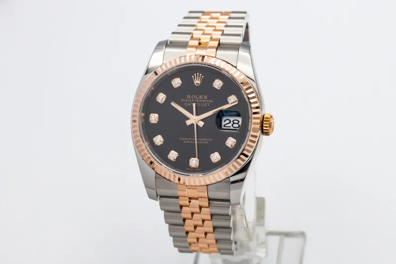 Rolex DateJust 36mm Stainless Steel 18ct Rose Gold Jubilee 116231 2016
