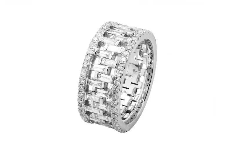 18ct White Gold Baguette & Brilliant Diamond Eternity Ring 2.16ct
