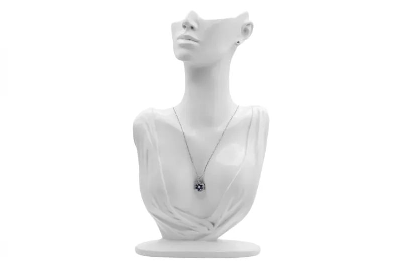18ct White Gold Sapphire & Round Brilliant Diamond Flower Jewellery Set