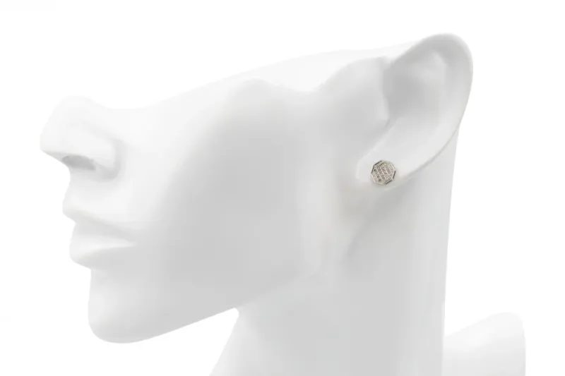 9ct White Gold Diamond Octagon Stud Earrings 0.9g