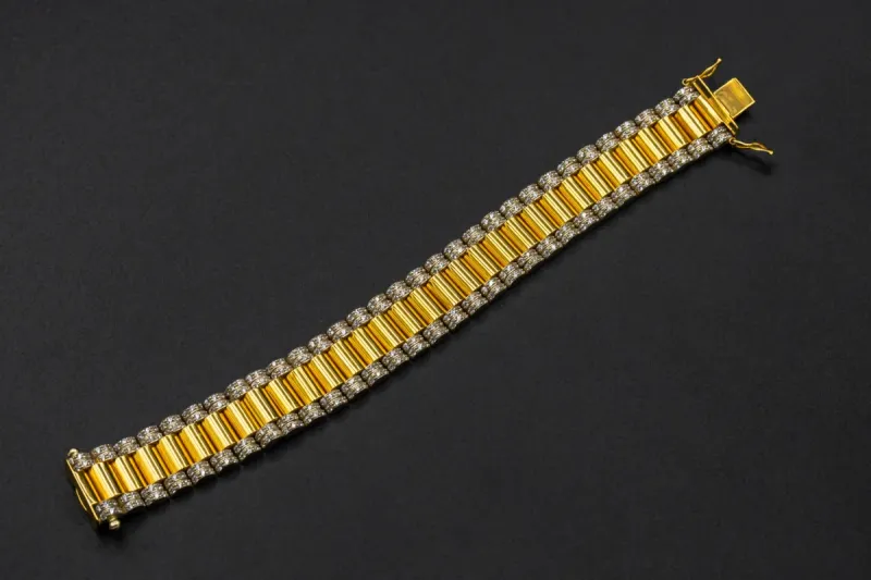 9ct Yellow Gold Cubic Zirconia Presidential Bracelet 43.8g