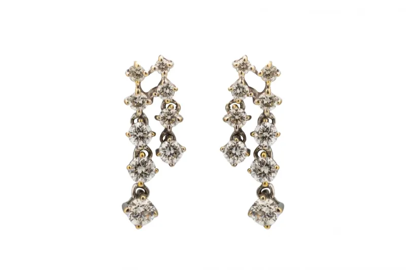 9ct White Gold Diamond Drop-Down Stud Earrings 0.56ct