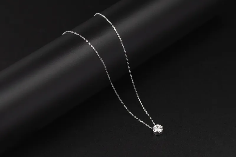 Sterling Silver Lab Grown Brilliant Cut Diamond Necklace 1.03ct