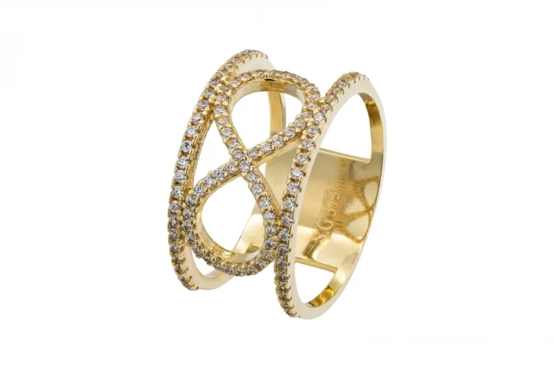 9ct Yellow Gold Cubic Zirconia Infinity Ring 3.4g