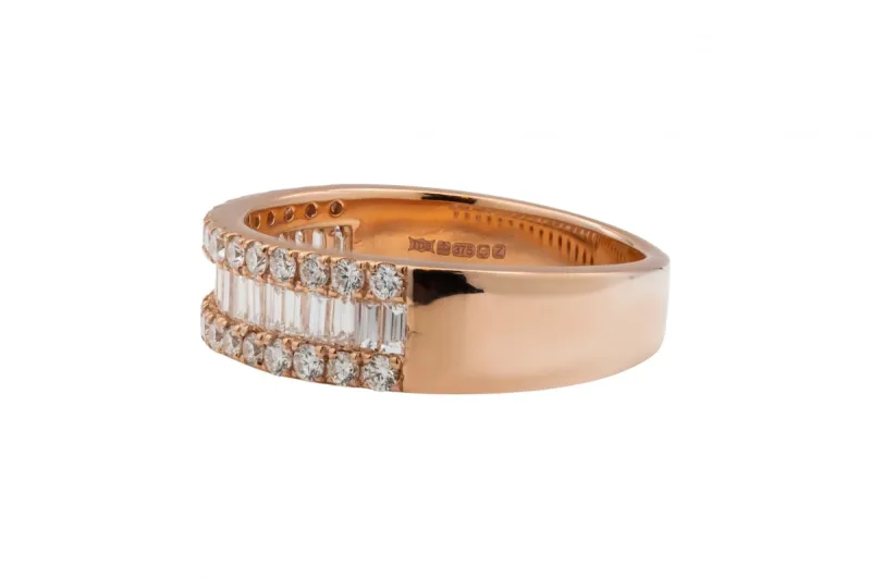 9ct Rose Gold Diamond Eternity Mens Ring 1.15ct