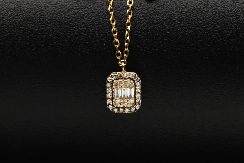 14ct Yellow Gold Diamond Drop Station Necklace 0.40ct