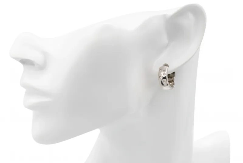 18ct White Gold Diamond Huggie Earrings 0.10ct