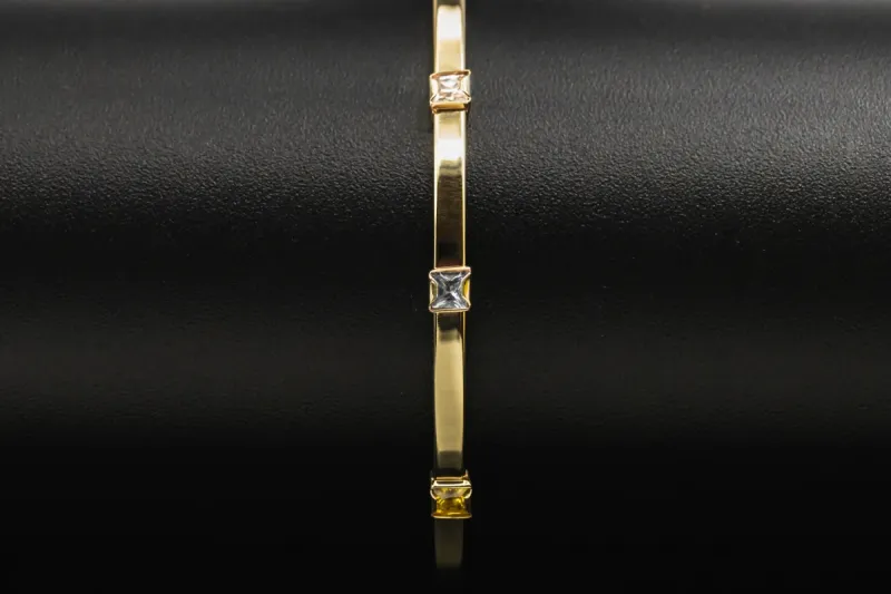 9ct Yellow Gold Slim Gold Diamond Bracelet 4g