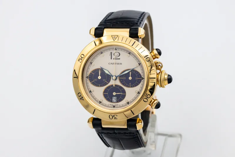 Cartier Pasha de Cartier Chronograph 38mm Dark Blue Leather W3003551/0960 1996
