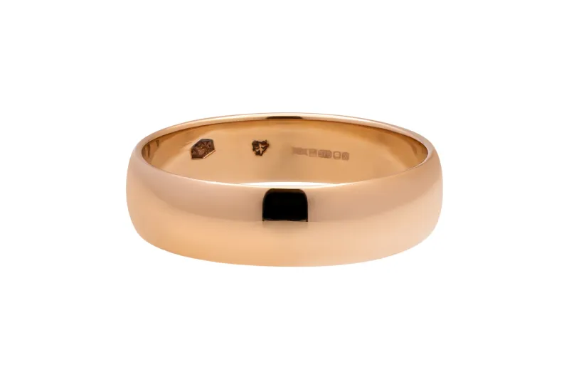 9ct Rose Gold D-Shape Wedding Band 6mm