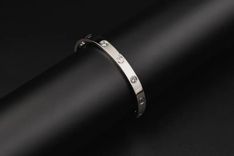 Cartier LOVE Bracelet Classic Model 4 Diamond White Gold Size 16