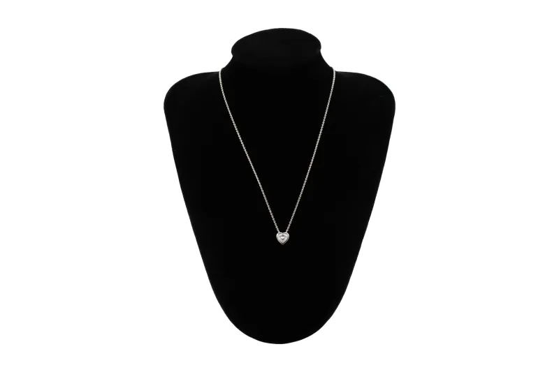Sterling Silver Lab Grown Heart Shaped Diamond Pendant Necklace 0.70ct