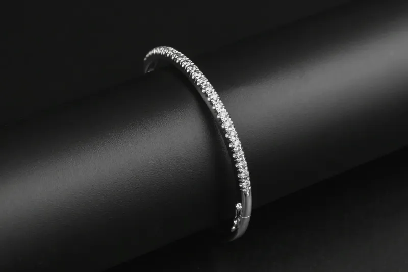 9ct White Gold Diamond Bangle 1.25ct