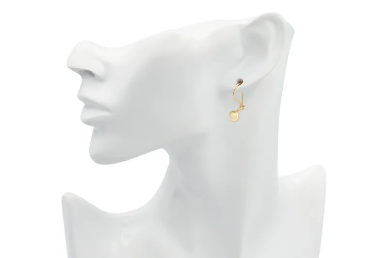 9ct Yellow Gold Simple Polished Gold Drops Euroball Dangle Earrings 1.3g