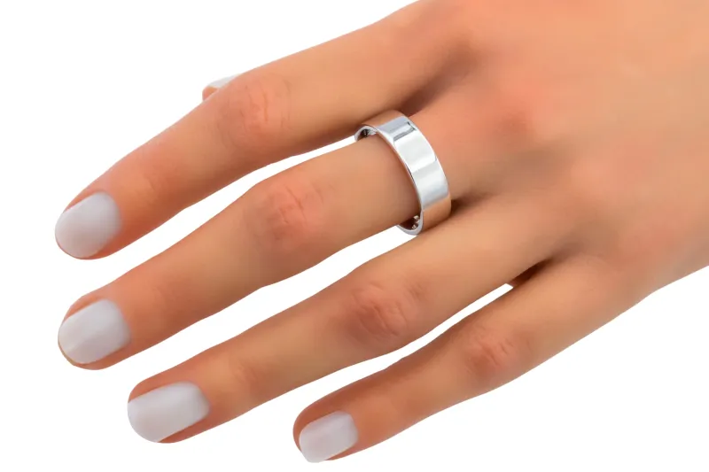 9ct White Gold Flat Court Wedding Band 8.5g