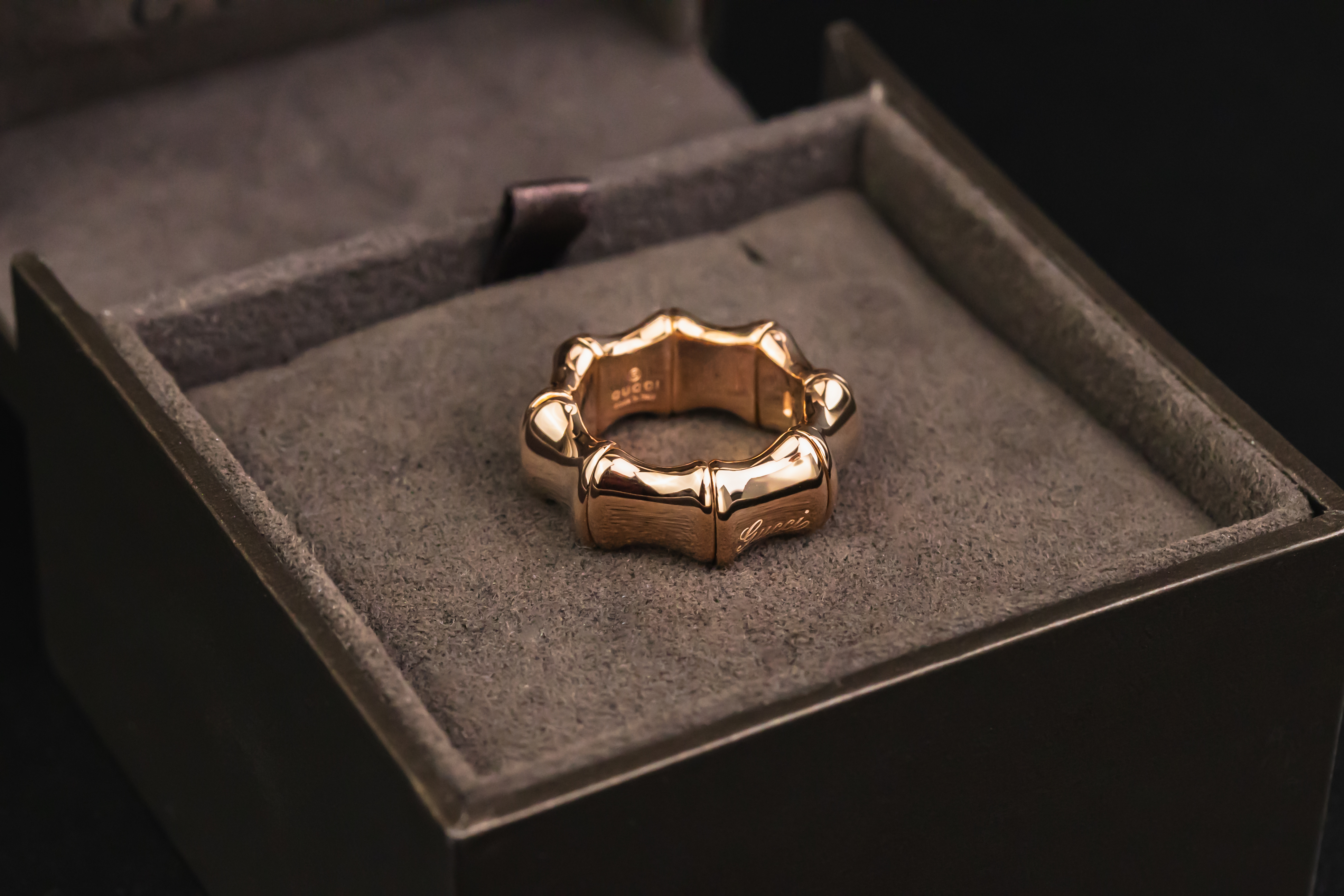 GUCCI 18ct Rose Gold Bamboo Spring Collection Ring Size 12 9g