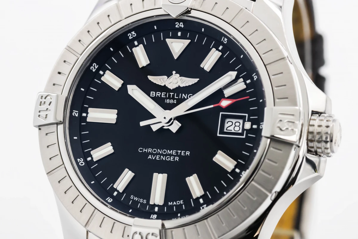 Breitling Avenger Automatic 43 Black Calfskin Leather A17318 2021