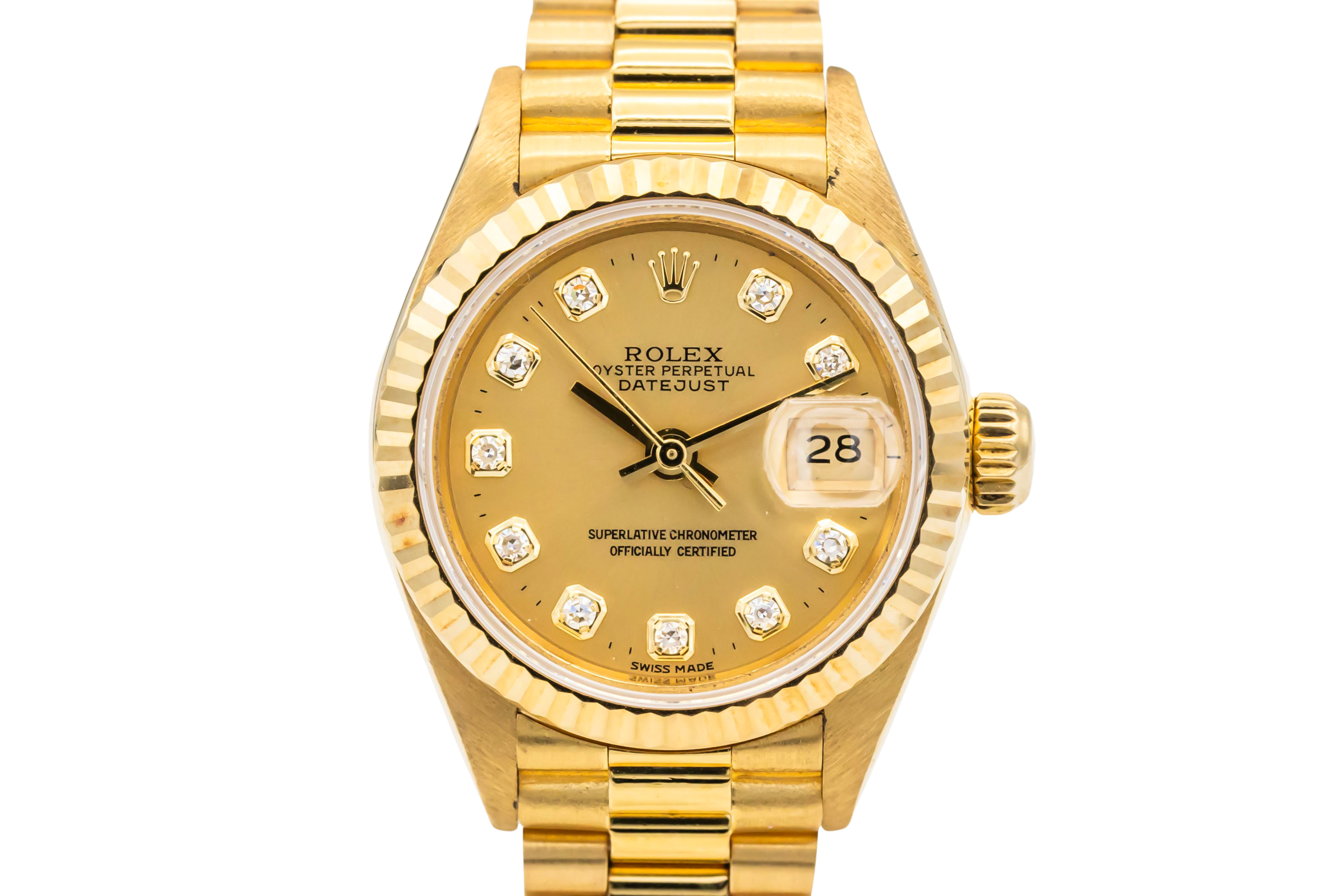 ROLEX Datejust 69178 YG ladiesベルトコマ重量約2g Rolex Lady DateJust 26mm 18ct Yellow Gold Presidential 69178 1998