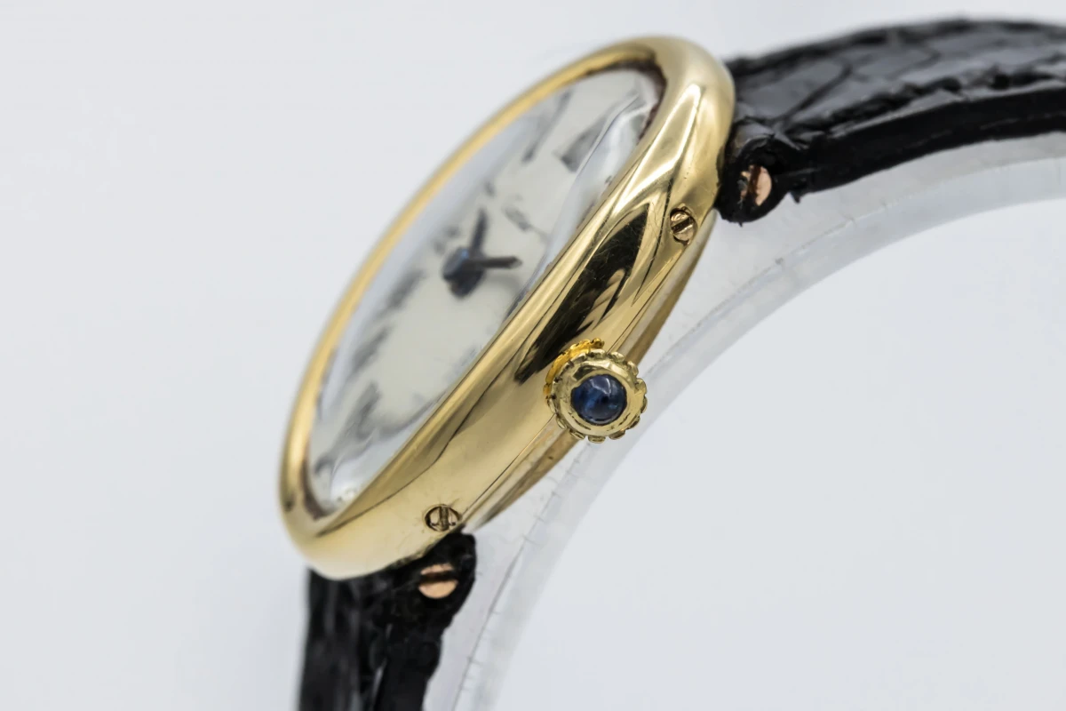 Cartier Vintage Ladies 22mm 18ct Yellow Gold Baignoire Leather 78094