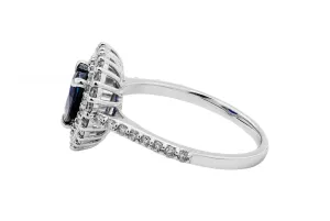 18ct White Gold Heart Shaped Halo Sapphire & Diamond Ring 0.56cts