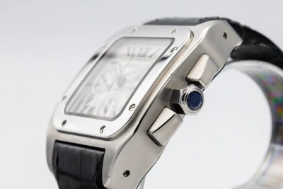 Cartier Santos 100XL 41mm Chronograph Black Leather W20090X8 2011