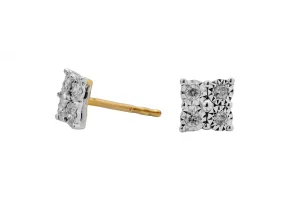 9ct Yellow Gold 4 Diamond Stud Earrings  0.20ct