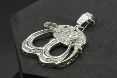 9ct White Gold Diamond Allah Pendant 1.30cts