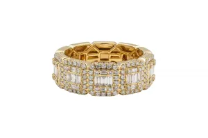 9ct Yellow Gold Diamond Mens Ring With Baguettes 2.00ct