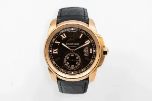 Cartier Calibre De Cartier 42mm Black Leather W7100007 Circa 2010