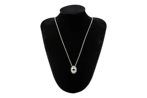 18ct White Gold Diamond & Green Topaz Necklace 0.41ct