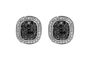 9ct White Gold White & Black Diamond Stud Earrings 1.00ct 2.1g