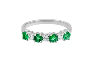 18ct White Gold Diamond & Emerald Eternity Band 0.15ct